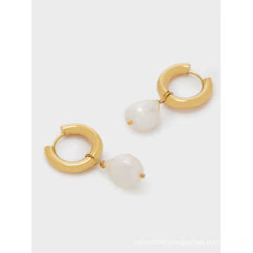 Stainless Steel Medium Light Pearl Earrings Jewelry